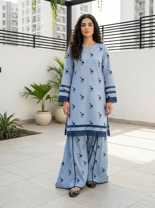Skyward Bloom – 2 Piece Unstitched Suit