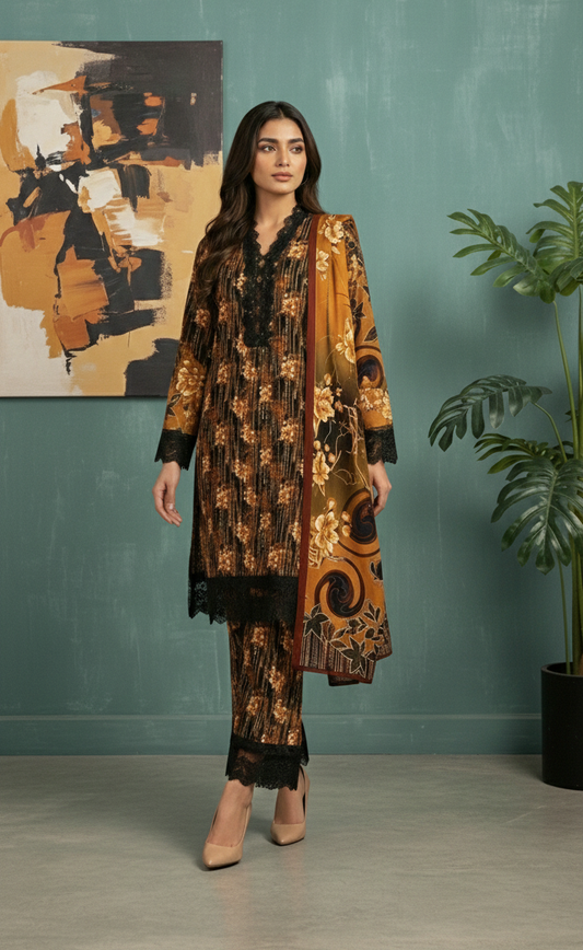 Autumn Glow – 3 Piece Unstitched Suit