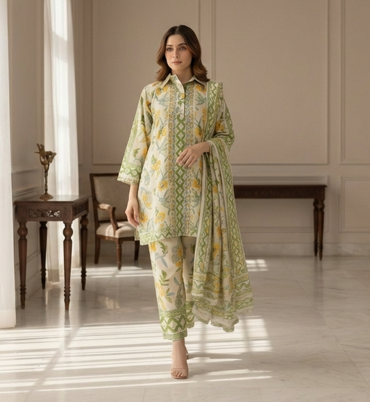 Floral Elegance – 3 Piece Unstitched Suit