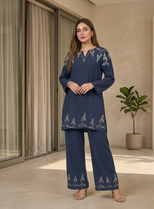 Midnight Foxglove – 2 Piece Unstitched Suit