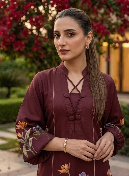Maroon Orchid – 2 Piece Unstitched Suit