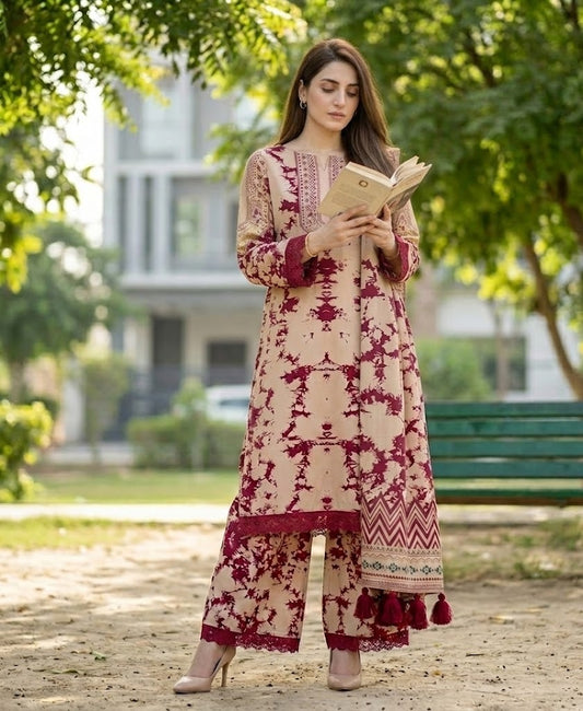 Crimson Batik – 3 Piece Unstitched Suit