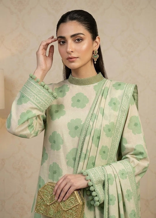 Sage Blossom – 3 Piece Unstitched Suit