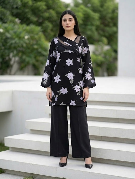 Midnight Bloom – 2 Piece Unstitched Suit