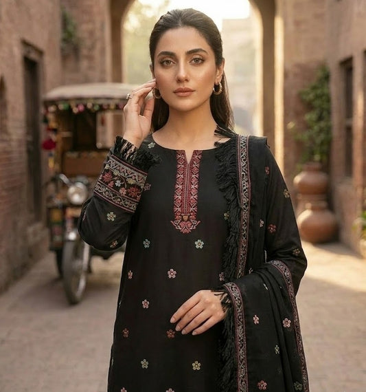 Midnight Starlight – 3 Piece Unstitched Suit