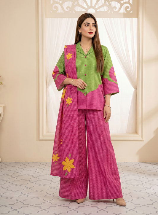 Olive Blush – 3 Piece Unstitched Suit