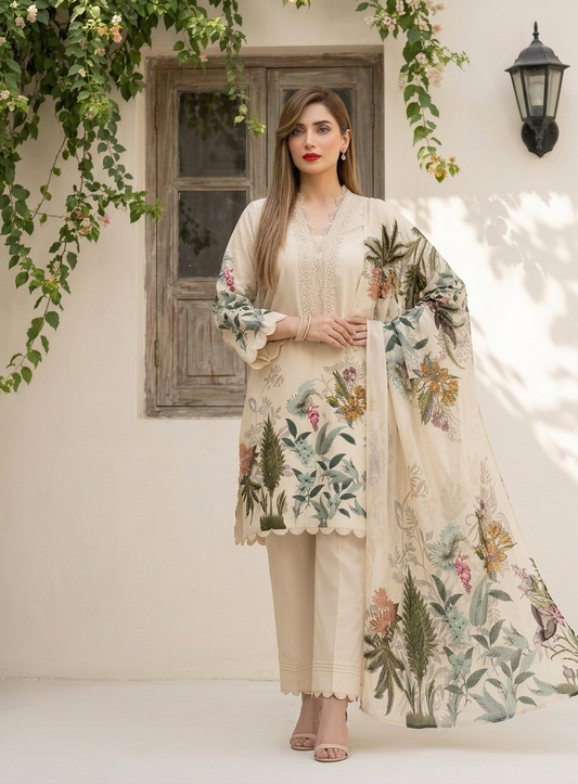 Botanical Breeze – 3 Piece Unstitched Suit