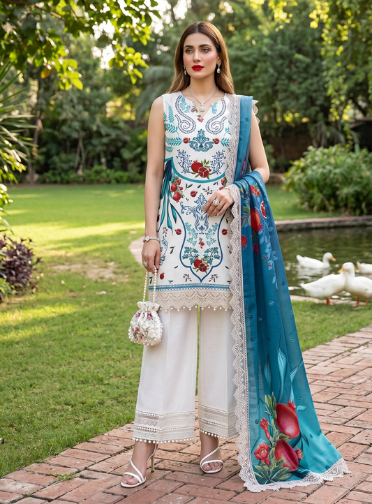 Pomegranate Frost – 3 Piece Unstitched Suit