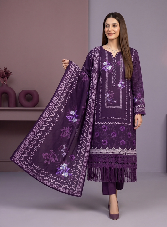 Violet Royale – 3 Piece Unstitched Suit