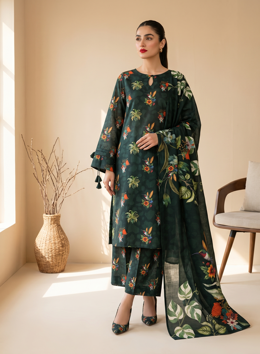 Emerald Hummingbird – 3 Piece Unstitched Suit