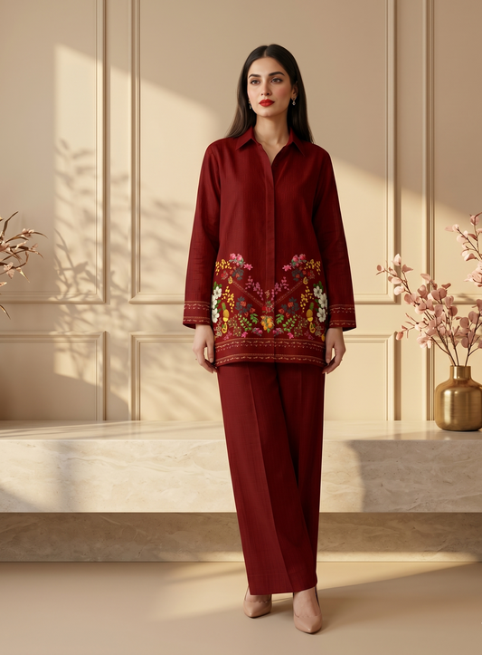 Crimson Orchard – 2 Piece Unstitched Suit