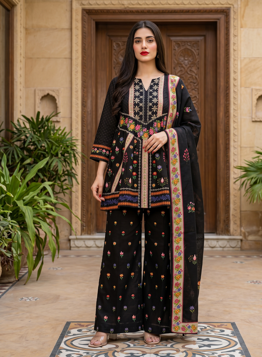 Noir Folk – 3 Piece Unstitched Suit