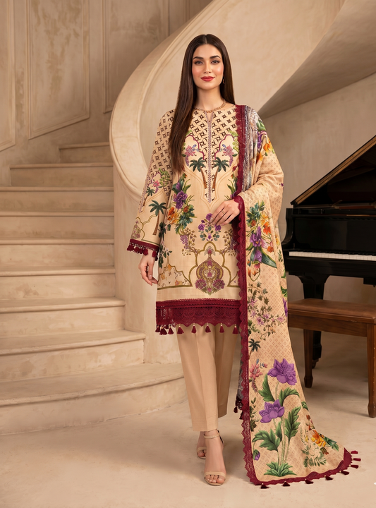 Oasis Bloom – 3 Piece Unstitched Suit