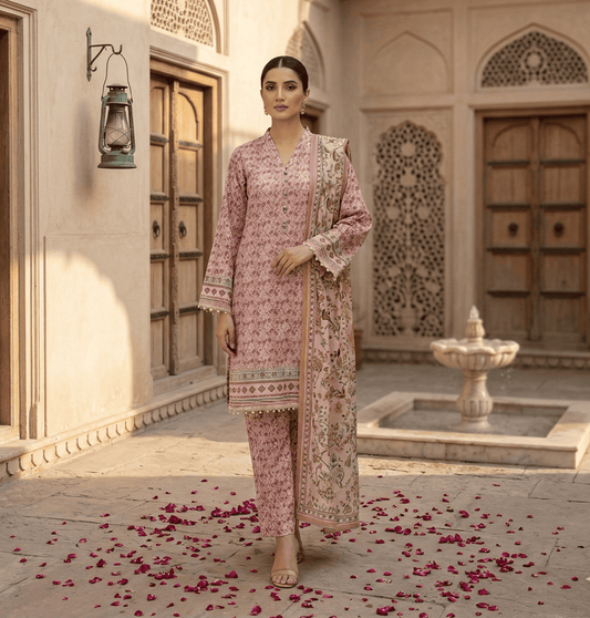 Rose Quartz Ethnic – 3 Piece Unstitched Suit