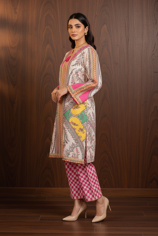 Pink Paisley – 2 Piece Unstitched Suit