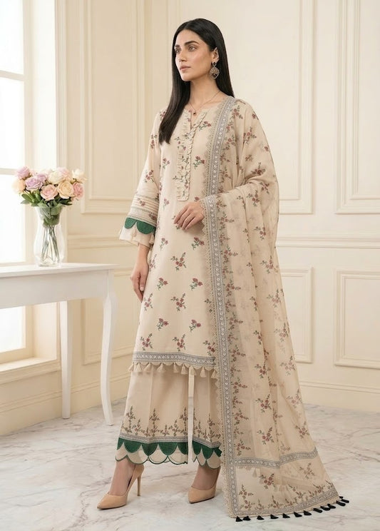 Soft Blossom – 3 Piece Unstitched Suit