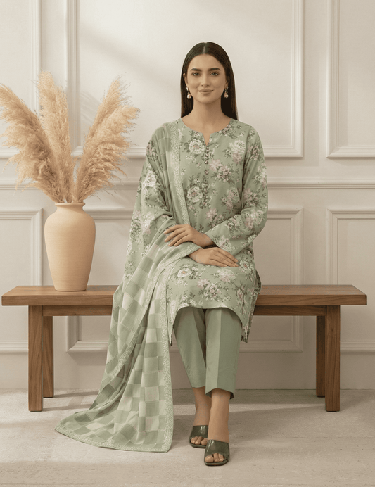 Willow Lattice – 3 Piece Unstitched Suit