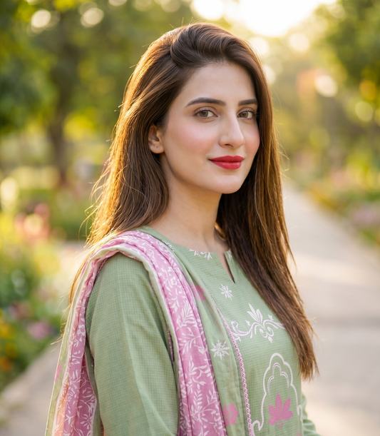 Mint Petal – 3 Piece Unstitched Suit