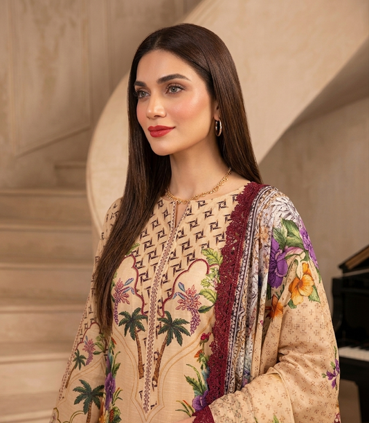Oasis Bloom – 3 Piece Unstitched Suit