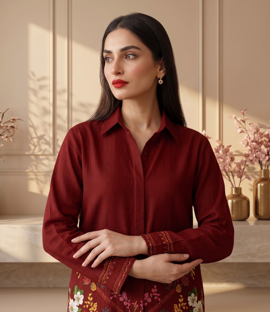Crimson Orchard – 2 Piece Unstitched Suit
