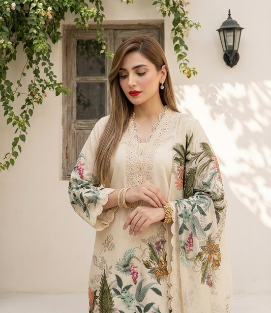 Botanical Breeze – 3 Piece Unstitched Suit