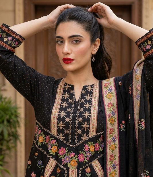 Noir Folk – 3 Piece Unstitched Suit