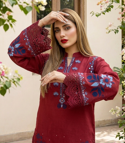 Scarlet Ombre – 3 Piece Unstitched Suit