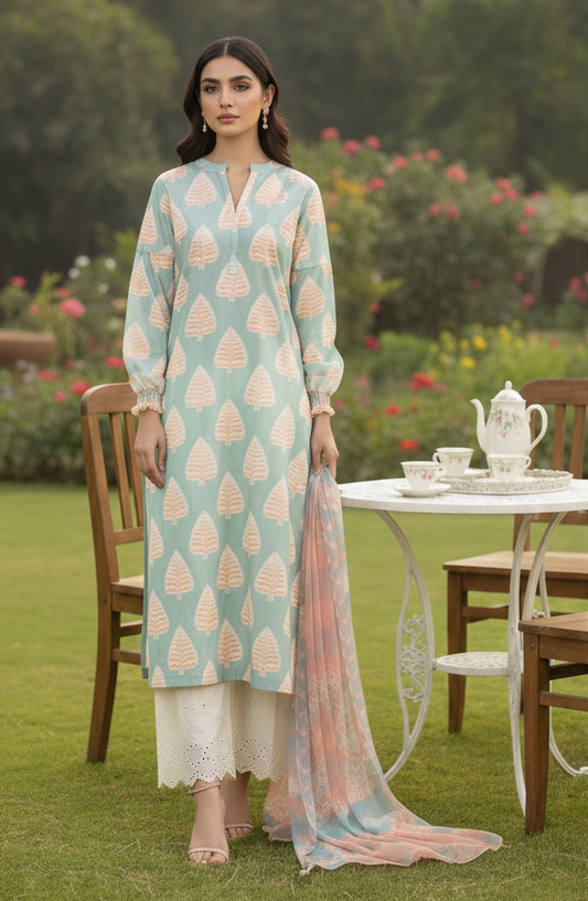Mint Sorbet – 3 Piece Unstitched Suit
