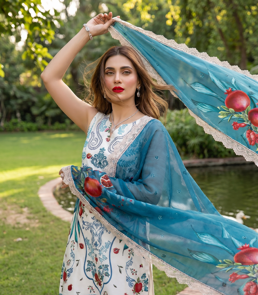 Pomegranate Frost – 3 Piece Unstitched Suit