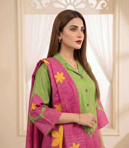 Olive Blush – 3 Piece Unstitched Suit