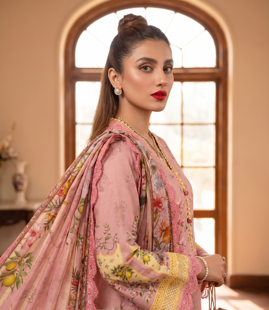 Zesty Orchard – 3 Piece Unstitched Suit