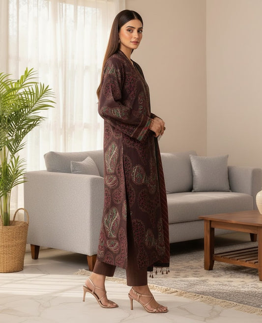 Garnet Swirl – 3 Piece Unstitched Suit