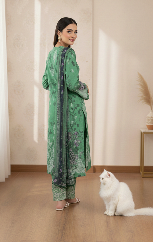 Forest Bloom – 3 Piece Unstitched Suit