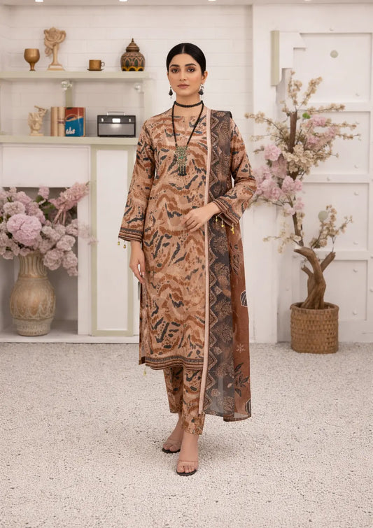 Mocha Wilds – 3 Piece Unstitched Suit