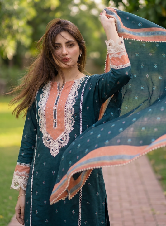 Botanical Ivory – 3 Piece Unstitched Suit