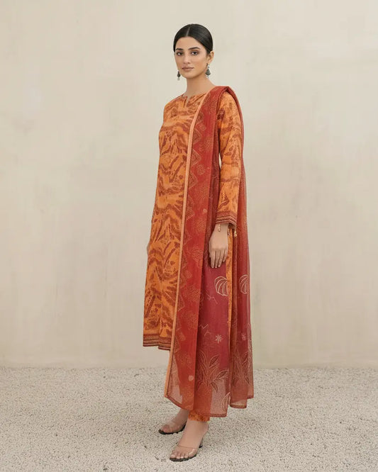 Blush Gradient – 3 Piece Unstitched Suit