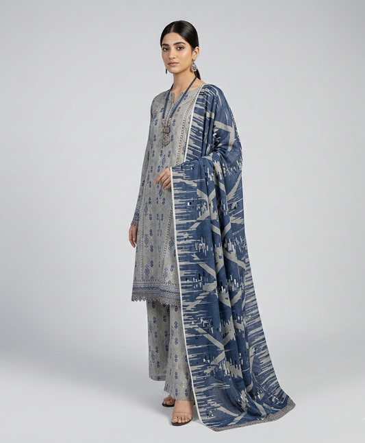 Blue Mosaic – 3 Piece Unstitched Suit