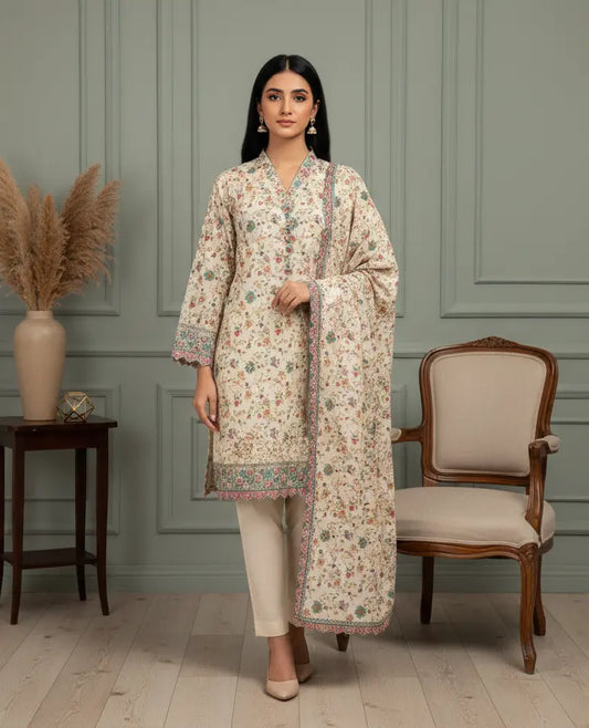 Vintage Petals – 3 Piece Unstitched Suit
