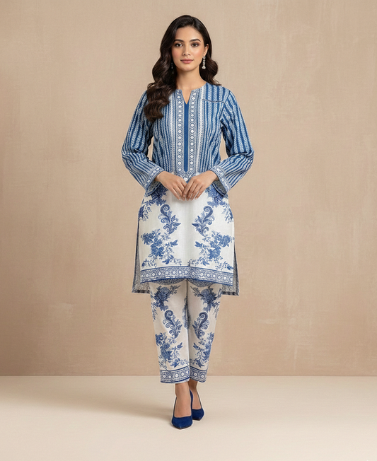 Cobalt Cameo – 2 Piece Unstitched Suit