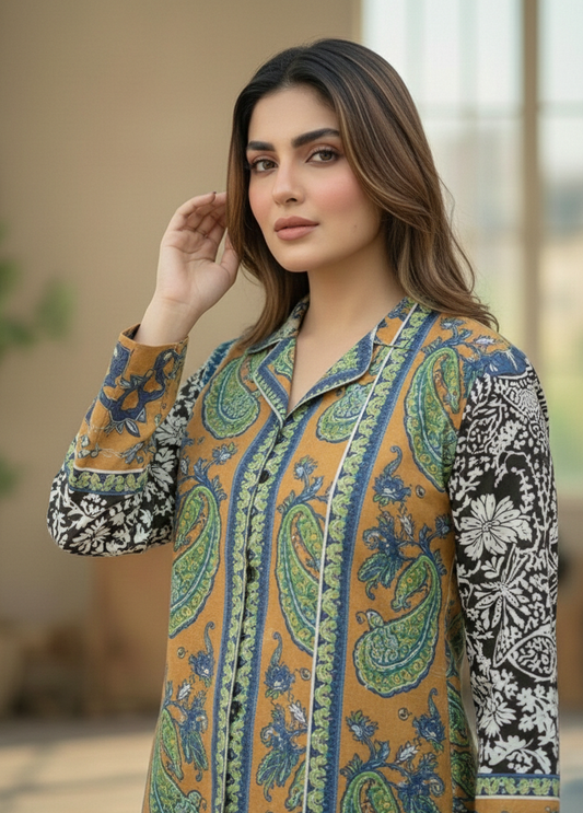 Neon Paisley – 3 Piece Unstitched Suit