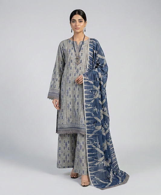 Blue Mosaic – 3 Piece Unstitched Suit