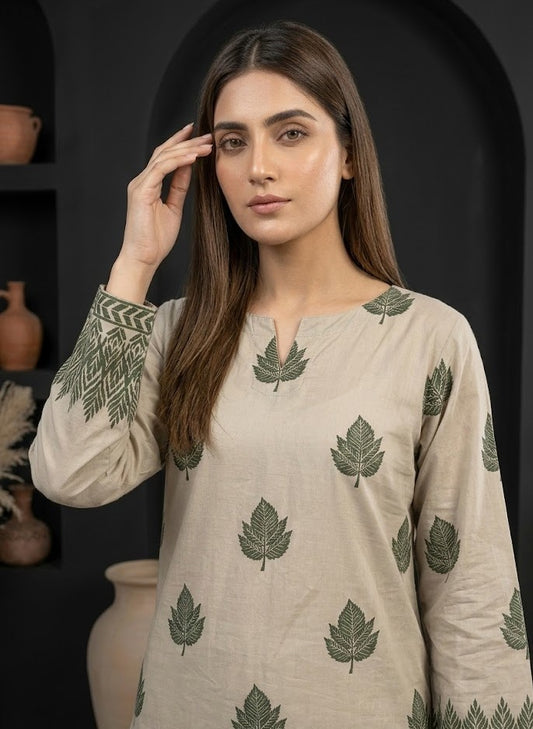 Olive Nature – 3 Piece Unstitched Suit