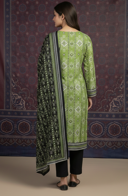 Lime Tribal – 3 Piece Unstitched Suit