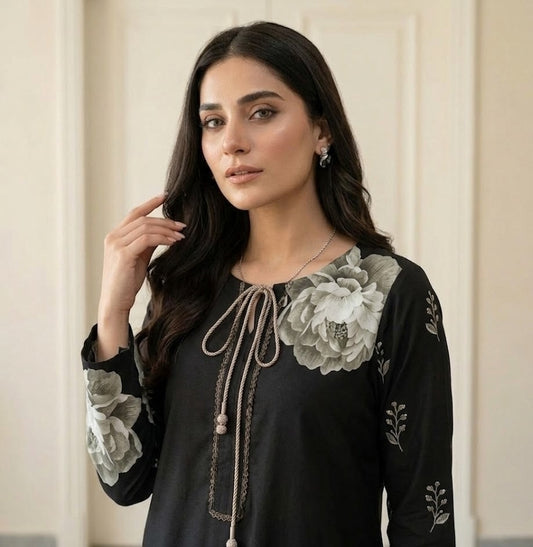 Floral Noir – 2 Piece Unstitched Suit