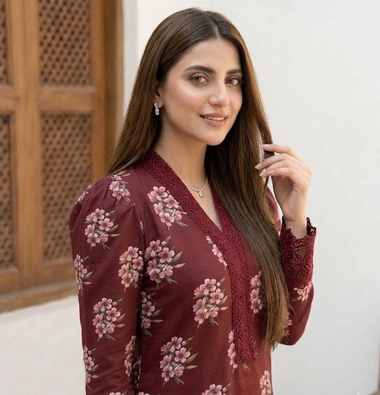 Plum Blossom – 2 Piece Unstitched Suit