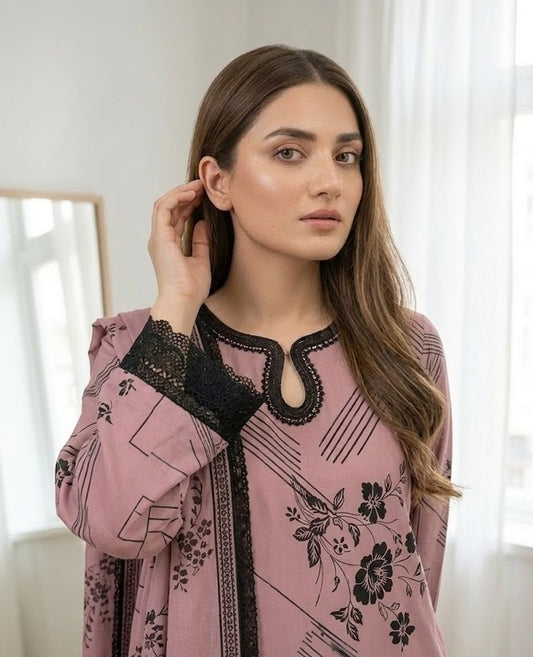 Rose Linear – 3 Piece Unstitched Suit