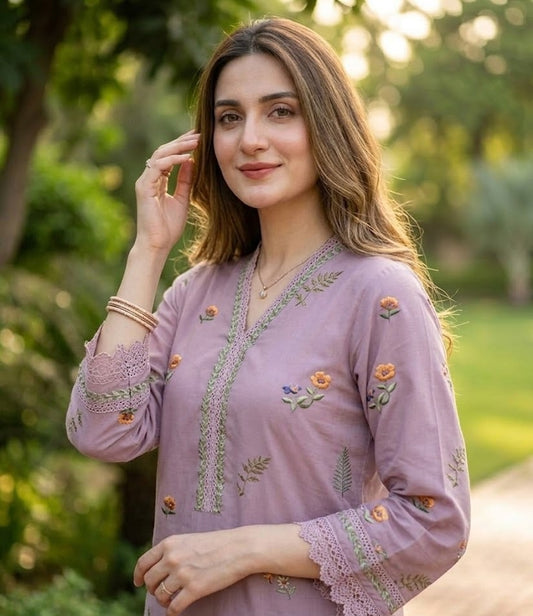 Lavender Fern – 2 Piece Unstitched Suit
