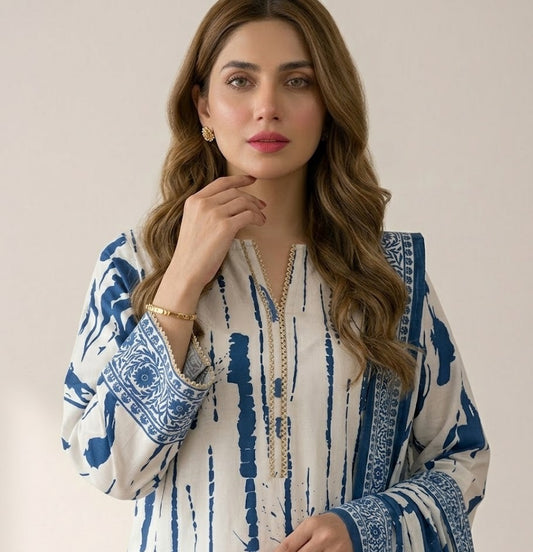 Cobalt Ink – 3 Piece Unstitched Suit