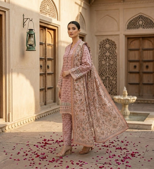 Rose Quartz Ethnic – 3 Piece Unstitched Suit
