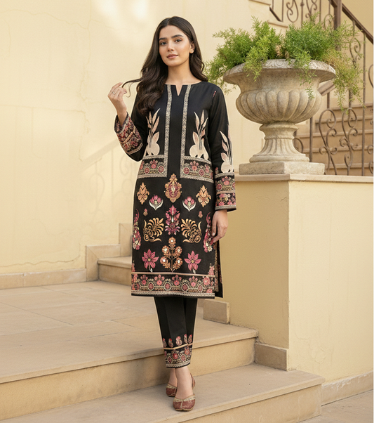 Noir Gold – 2 Piece Unstitched Suit